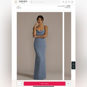 David’s Bridal Bridesmaids Dress Steel Blue